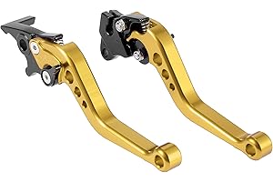 Motoforti Pair Gold Tone Motorcycle Handlebar Short Brake Clutch Levers