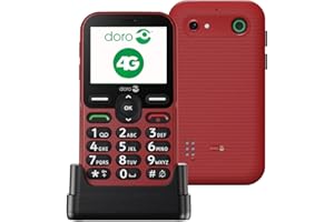DORO - Téléphone Doro Leva E10 4G Pour Seniors - Écran Paysage 2,4", Touches Contrastées, Son Extra Fort & Clair, HD Voice, Caméra, Touche Doro Secure - Avec Station De Recharge - Rouge
