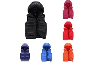 pvucpot Leichte Daunenweste Jungen Mädchen, Freien Steppweste mit Kapuze, ärmellose Jacke Weste Winter Kapuzenweste Outfits 3-15 Jahre