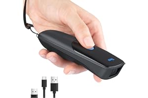 Tera Pro Series 2D QR 3-in-1 Portable Mini Barcode Scanner Bluetooth & USB Cable & 2.4G Wireless with Time Prefix/Suffix, 1200 mAh Better Efficiency, Model 1300 Blue