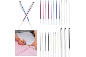 BUENTYA 25 PCS Recharges Stylos Effaçables à La Chaleur avec 5 Étui à Stylo Couture Tissu Effacable a La Chaleur 5 Couleurs Marqueur Textile Crayon pour Couture Vêtements Courtepointe Tailleur