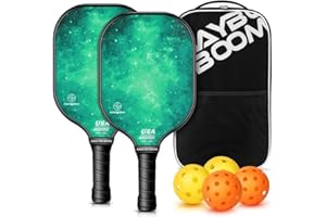 Mayboom Pickleball Paddles Set of 2 or 4, USAPA Approved Pickleball Set with 4 Pickleball Balls and Pickleball Bag, Fiberglass Pickle Ball Rackets 2 Pack for Beginner