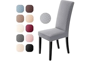 EOZAKAVOD Pokrowce na Krzesła 6 Sztuki Pokrowiec na Krzesło do Jadalni Uniwersalne Rozciągliwy Pokrowców na Krzesła Zmywalny Zdejmowane do Wesele Jadalni Hotele Imprezę (6 Sztuki,Jasnoszary-N)