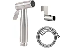 UMLIPOT Bidet Edelstahl Handbrause,Waschbeckenbrause,Handbrause für Waschbecken,Mit Edelstahl-Spritzpistole+1,5 m Edelstahlrohr+ WC-Hängesitz,Waschbeckendusche für persönliche Hygiene, Reinigungspflege