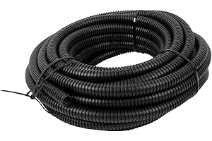 Saim Pond Hose, Corrugated Hose Flexible Black Plastic Wiring Tool Bellow Tube Pipe for Cables Car Electrics, 13mm Outer Diameter 10mm Internal Diameter, Length 10M/32.80Ft