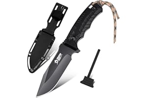 DRAGON RIOT Couteau Bushcraft Full Tang de survie à lame fixe avec poignée en G10, de chasse professionnelle, de camping, collection