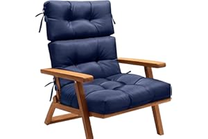 AS AWESLING Outdoor Tri-Fold Sun Lounger Cushion - Shredded Memory Foam & Waterproof Oxford Fabric Patio Chair Pad with Adjustable Ties for Garden, Rocking Chairs & Poolside (BLUE)