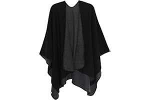 DiaryLook Ladies Printed Poncho Cape Reversibile Oversize Scialle Avvolgere Cardigan Aperto Davanti per Le Donne