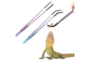 MUYYIKA Axolotl Edelstahl-Futterzange für Reptilien, mit Gummispitze, 26,7 cm, gerade und Gebogene Pinzette für Aquarium, ideales Bartagamen, Schlangenbecken, Aquariumzubehör, 2 Stück