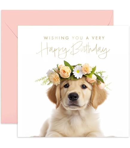 Dog Brthday Card YELLOW LABRADOR PUPPY Wth Happy Brthday Wshes - View #4