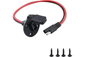 Leehitech 0.3M Solar Weatherproof SAE Socket Sidewall Port, 12AWG SAE Power Socket Plug, Quick Connect Solar Panel Mount, SAE Cable Connector for Solar Generator Motorcycle Generator + 4 Screws