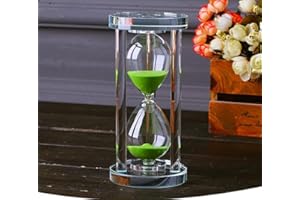 MINGZE Temporizador de Reloj de Arena de Cristal Transparente Reloj de Arena Artesanía decoración de Vidrio, 15 Minutos / 30 Minutos / 60 Minutos (Verde, 15 Minutos)