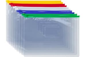 BIHIYII A4 Plastic Wallets 10Pcs, A4 Zip Wallets Document Folder, Storage Zip Lock Bags Paper File Folders Puzzle Bag for Stationary Office Supplies, Homework, Cosmetics, Travel Accessories