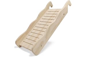 Kaninramp i naturligt trä, klättertillbehör, marsvinsramp – stabil spårdesign, säker för små husdjur, 40 x 16 x 6 cm, kanin