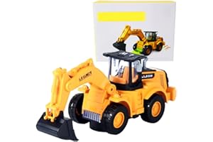 WFKKMEQ Construction Excavator Car Toy, Digger Vehicles Toy with Lights and Sounds Mini Engineering Car Toys Construction Excavator Cars Gifts for Kids Birthday, Halloween, Christmas