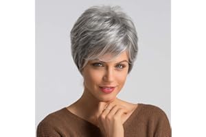 HAIRCUBE perruque naturelle de cheveux humains pour les femmes perruques assez courtes gris pour les femmes blanches