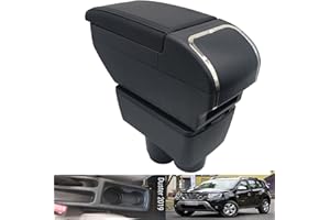 KAERGK Armrest Box For Dacia Duster II 2018 2019 2020 2021 2022 Center Console Storage with Cup Holder Arm Rest Double Layer Accessories Black