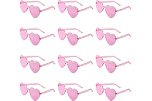 FUNUPUP Herz Sonnenbrille, Transparent Farben Party Herz Partybrillen für Damen