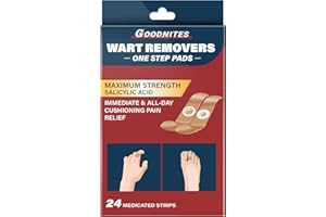GOODNITES 24PCS Wart Remover Maximum Strength One Step Pads, Verruca Remover, Effective for Plantar Warts, Corns, Calluses, Suitable for Hands and Feet, Pain Relief, Non-irritating