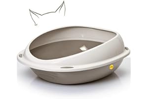 Cat Centre Katzenklo Offen Abgesenkter Einstieg Katzentoilette Ohne Deckel Abgerundete Ecken Grau M 45 x 36 cm Größe L und Jumbo