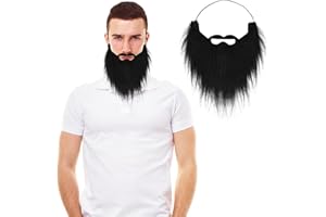 WLLHYF Party Fake Beard Funny Beard Facial Novelty Mustache Prop Christmas Halloween Decorations Masquerade Mask for Men Gatherings Cosplay Supplies(Black)