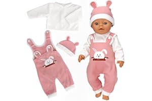YHGETSUM Kleidung Outfits für Baby Puppen Kleidung puppenkleidung 36 cm-43cm Baby Newborn Kleid Zubehör mit Hut Langarm Hose Geschenk für Kinder Mädchen Jungen - Hase puppenkleider(Powdered-1)