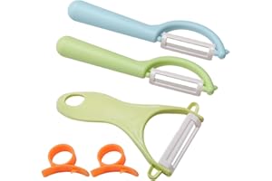 TIRYNS Set de 5 Eplucheur Céramique, Éplucheur de Fruits Éplucheurs pour Enfants Forme de Y Éplucheurs À Lame En Céramique Tranchante sans Danger pour les Mains Eplucheur Légumes Pomme De Terre Vert Bleu