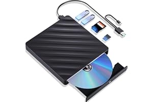 Wbacon External Blu Ray Drive, 5 in 1 Portable Blu Ray Player with USB 3.0 Type-C, CD DVD Burner 3D Blu Ray Burner with SD/TF Port, Blu Ray Drive Compatible with Windows Laptop Desktop