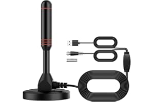 Bqeel Antenne Tige Numérique, Gain de rayonnement de 30 DB, Antenne TV Puissante DVB-T/DTMB, Antenne TNT Portable Puissante avec Pied Magnétique Stable et Câble de 4 mètres