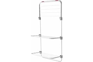 Kleeneze Étendoir à Linge pour Porte 3 Niveaux, Séchoir à Linge Intérieur Suspendu 134cm, 3 Niveaux Réglables, Étendoir Peu Encombrant pour Salle de Bain/Buanderie, Installation Facile