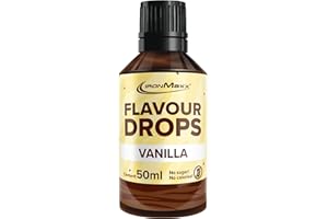 IronMaxx Flavour Drops – Vanille 50ml | Arôme alimentaire liquide zéro sucre & zéro calorie | Arômes végétaliens pour sucrer aliments, yaourt, café & desserts