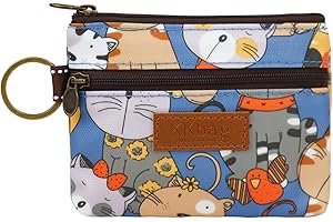 Energather Portmonetka na monety, skóra PU, portfel na monety dla kobiet, z pięknym nadrukiem z kreskówek, mini portfel z łańcuszkiem na klucze, portmonetka z zamkiem błyskawicznym na pomadkę, klucze,