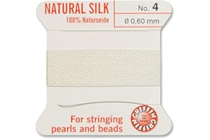 ‎CREATIVE-BEADS Creative-Beads Perlenfaden, Schnur, Perlseide zum auffädeln 2m lang mit flexiblem Drahtende als Fädelnadel Stärke 0,60mm weiß