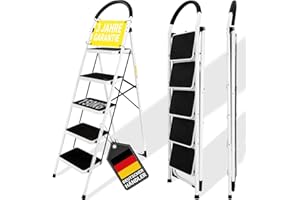 ‎CRAFTFULL 𝐂𝐑𝐀𝐅𝐓𝐅𝐔𝐋𝐋 Trittleiter CF-130A | 𝟑 𝐉𝐀𝐇𝐑𝐄 𝐆𝐀𝐑𝐀𝐍𝐓𝐈𝐄 - 2-5 Stufen Leiter - Klapptritt - Treppenleiter - Klappleiter - Haushaltsleiter - Stehleiter - Mehrzweckleiter (5 Stufen)