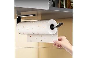 ANHORTS Portarotolo da Parete Cucina, Porta rotolo Cucina Senza Forature, Autoadesivo Porta Rotoli Cucina, Porta Rotolo Cucina Montaggio a Parete, Alluminio, Finitura Opaca (A-33cm)