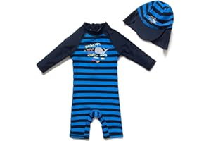 upandfast Costume da Bagno Intero per Bambini con Cappello da Sole UPF 50+ Protezione Solare Muta da Surf per Bambini