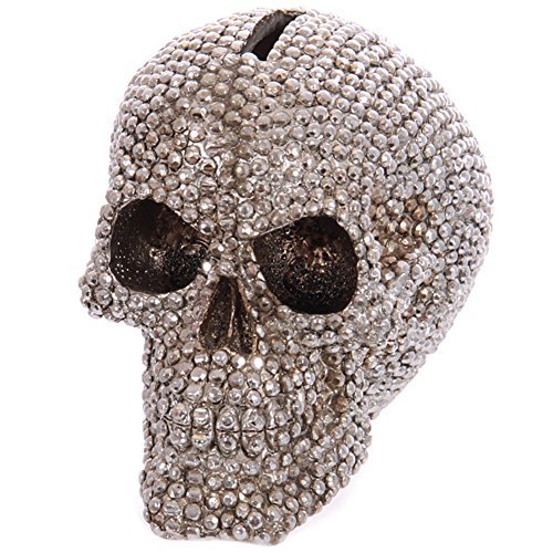 Silver Studded Skull Novelty Money Box by Funky Gadget Store