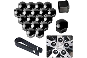 senvenelec 20Pcs -19mm (Bright Black) Universal-Kunststoff-Reifenmutter Nut Abdeckung, Mutter Abdeckung Bolzen Rad dekorative Abdeckung, staubdicht. Wird mit einem 1-teiligen Ausziehhaken geliefert.