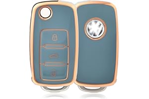 OFFCURVE Car Key Cover Car Key Case Key Fob Cover Car Key Protector 3 Buttons Compatible with VW Volkswagen Polo Golf 4/5/6 Multivan T5 Caddy Jetta Bora Superb Passat Skoda Fabia Seat Ibiza