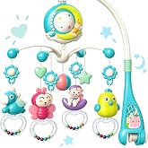 VARDEM Işıklı M&uuml;zikli Kumandalı Mavi Bebek D&ouml;nencesi, Ninnili Beşik Oyuncağı 0+ Ay BIB-648A-55