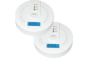 YEZALA Carbon Monoxide Detector 2Pack,CO Detector,CO Alarms Monitor with LED Indicator & Silence Button for Home Safety (AA Battery NOT Included)