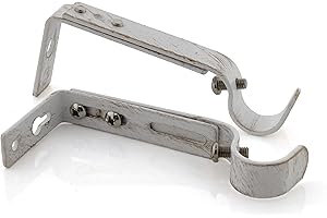 GIRASOLE HOME Staffa Regolabile Aperta 110mm per Asta 2 Pezzi in Ferro Resistente per Bastoni dal Diametro di 18-20 mm (Bianco e Oro)