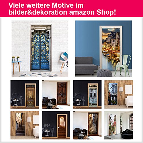 Türtapete XXL 100×210 cm ! Premium Vliesleinwand mit Samt Haptik! Fototapete Tapete Türpanel Türposter Tür Foto Bild Design Natur blau c-B-0221-a-b - 6