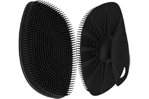 HIEERBUS Scrubber per il corpo in silicone, scrubber esfoliante delicato per il corpo in luffa in silicone da doccia con setole facilmente schiumose (nero)