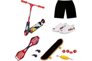 DIFLAX Mini Set di Giocattoli per Dita Set di Scooter di Finger Mazzo Tecnologico Fingerboard per Esercitarsi con Strumenti di Riparazione e Vestiti per Bambini Adulti Feste e Favori