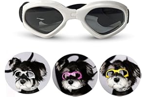 LECONPET Small Dog Sunglasses Waterproof Windproof UV Protection Pet Sunglasses Dog Decorative Sunglasses for Doggy Puppy Cat (White)