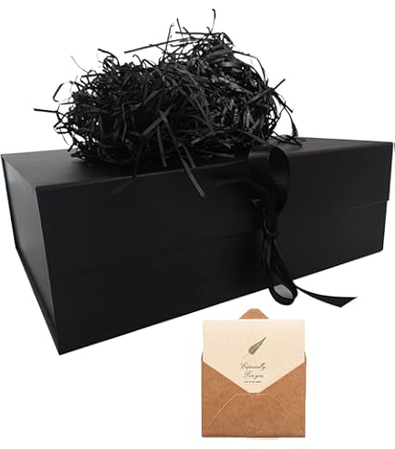 15-Pack Black Gift Boxes With Ribbons - Luxury Paper Present Boxes For Weddings, Christmas & Parties