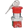 Mushroom Emergency Stop Push Button Actuator Self locking Push Button Switch Emergency Actuator with key (Emergency Stop Push Button with NC)