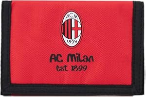 AC Milan Unisex Kinder Portafoglio Con Chiusura A Strappo Geldbörse mit Klettverschluss, Nylon, offizielles Produkt, Rot