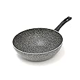 Hascevher Granite Wok Pan - Lavilla Prime Series, 28CM Non-Stick Wok with Grippy Handle, Made in Turkey